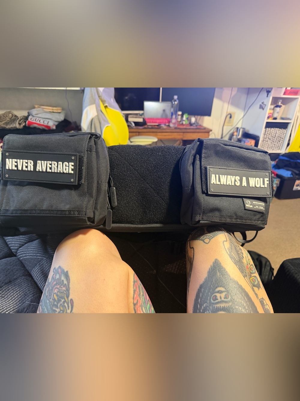Never Average Always A Wolf Black Tactical Duffel Organizer